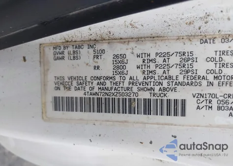 1999 Toyota Tacoma z USA, uszkodzony, nr VIN 4TAWN72N2XZ503270